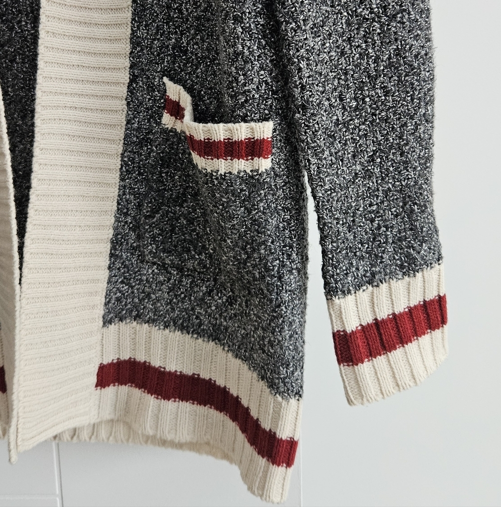 Wmns M Open Cabin Knit Long Sweater Pockets Medium Loose Open Cardigan Cottage - Picture 2 of 6